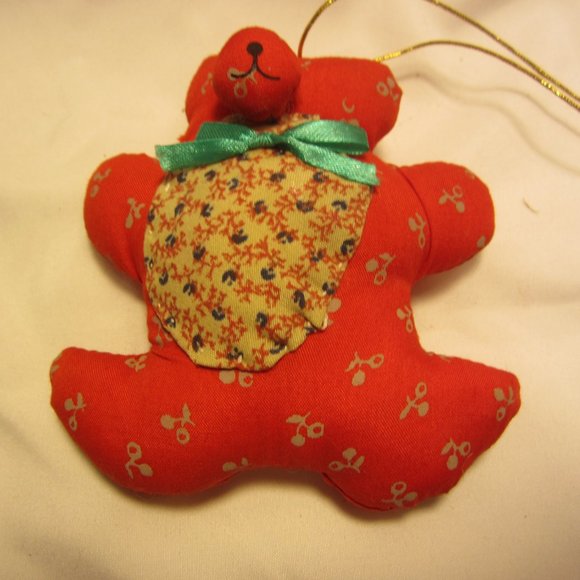 VTG 80'S KURT ADLER HONEY BEARS ORNAMENTS, CALICO FABRIC ORNAMENTS, SET OF 3, RU - Picture 6 of 10